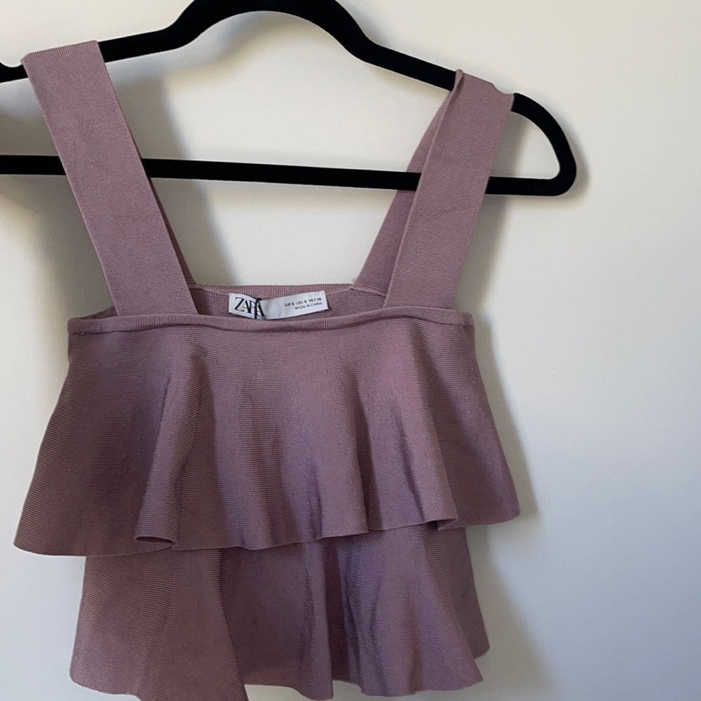 Zara lavender tiered crop top small NWT